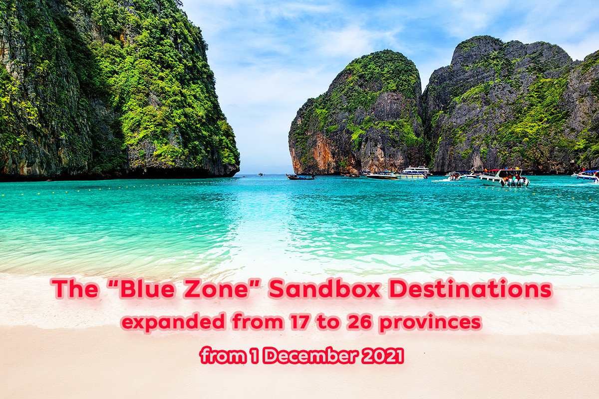 Thailand increases the “Blue Zone” destinations to 26  and eases more COVID-19 curbs nationwide
